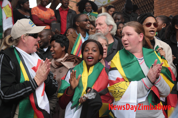 Supporters outside Harare Magistrate's Court / Photo Credit: NewsDay