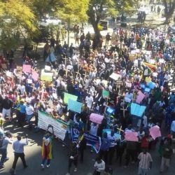 Hundreds of Zimbabweans joined #NoToBondNotes and #ThisGown demonstrations in Harare today, before the protest was disrupted by police - 3 August 2016 / Photo Credit: #CitizensUnited