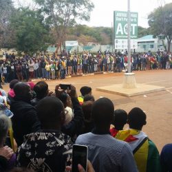 Prayer circle at Harare Magistrate's Court as public wait for Pastor Evan Mawarire hearing